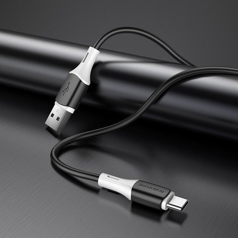 USB кабель Borofone BX79, USB тип-C, USB тип-A, 100 см, 3 A, черный, силиконовый, #6974443384789 Превью 3
