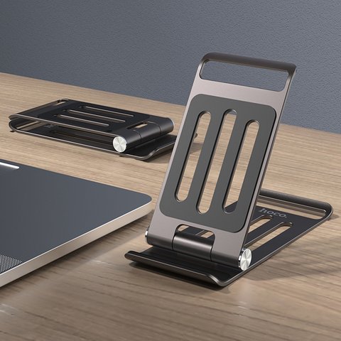 Держатель Hoco PH49, раскладной, портативный, настольный, серый, металл, #6931474771735 Превью 4