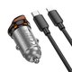 Автомобільний зарядний пристрій Hoco NZ16A, чорне, Power Delivery (PD), з кабелем USB тип-C до Lightning для Apple, 43 Вт, 2 порта, 12-24 B, #6942007644754 Прев'ю 2