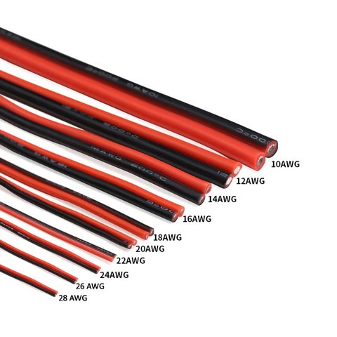 Провід подвійний в силіконовій ізоляції 14AWG, 2,08 мм², 1 м, чорний, червоний Прев'ю 1